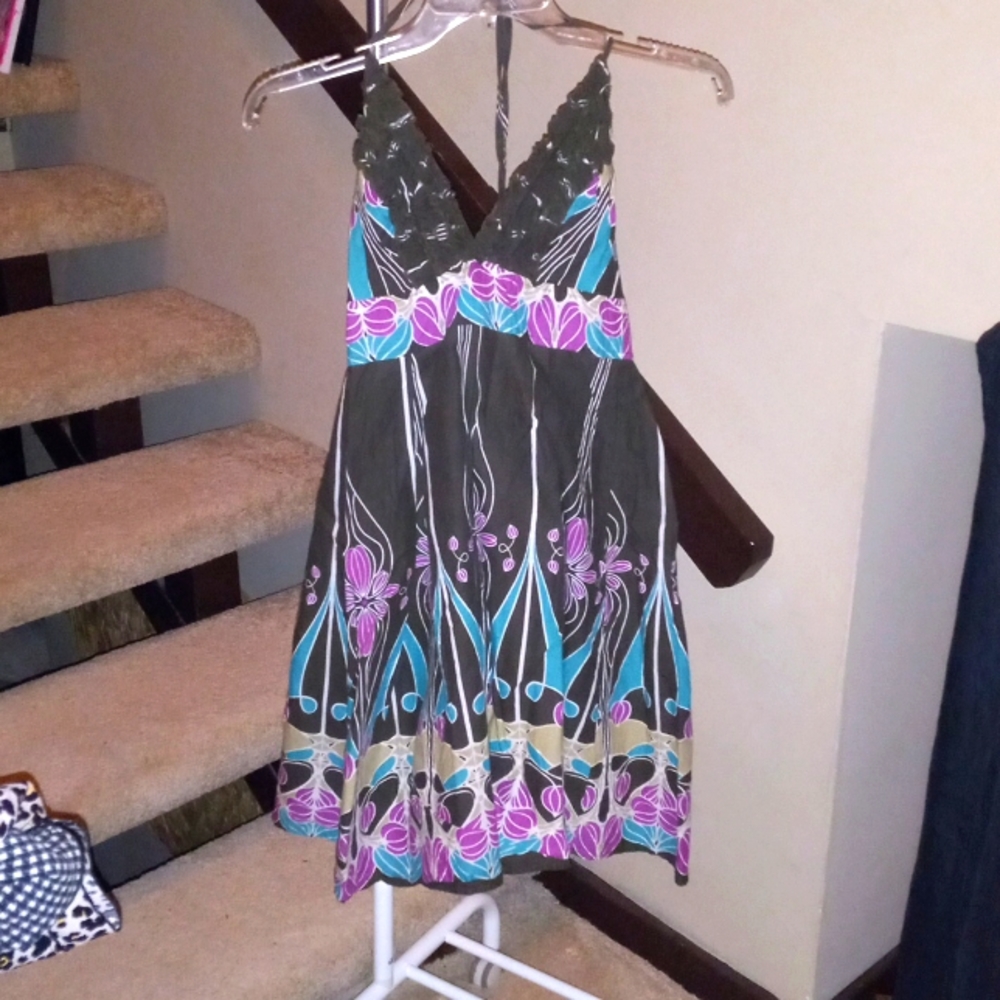Hotkiss V-Neck Halter A-line Minidress